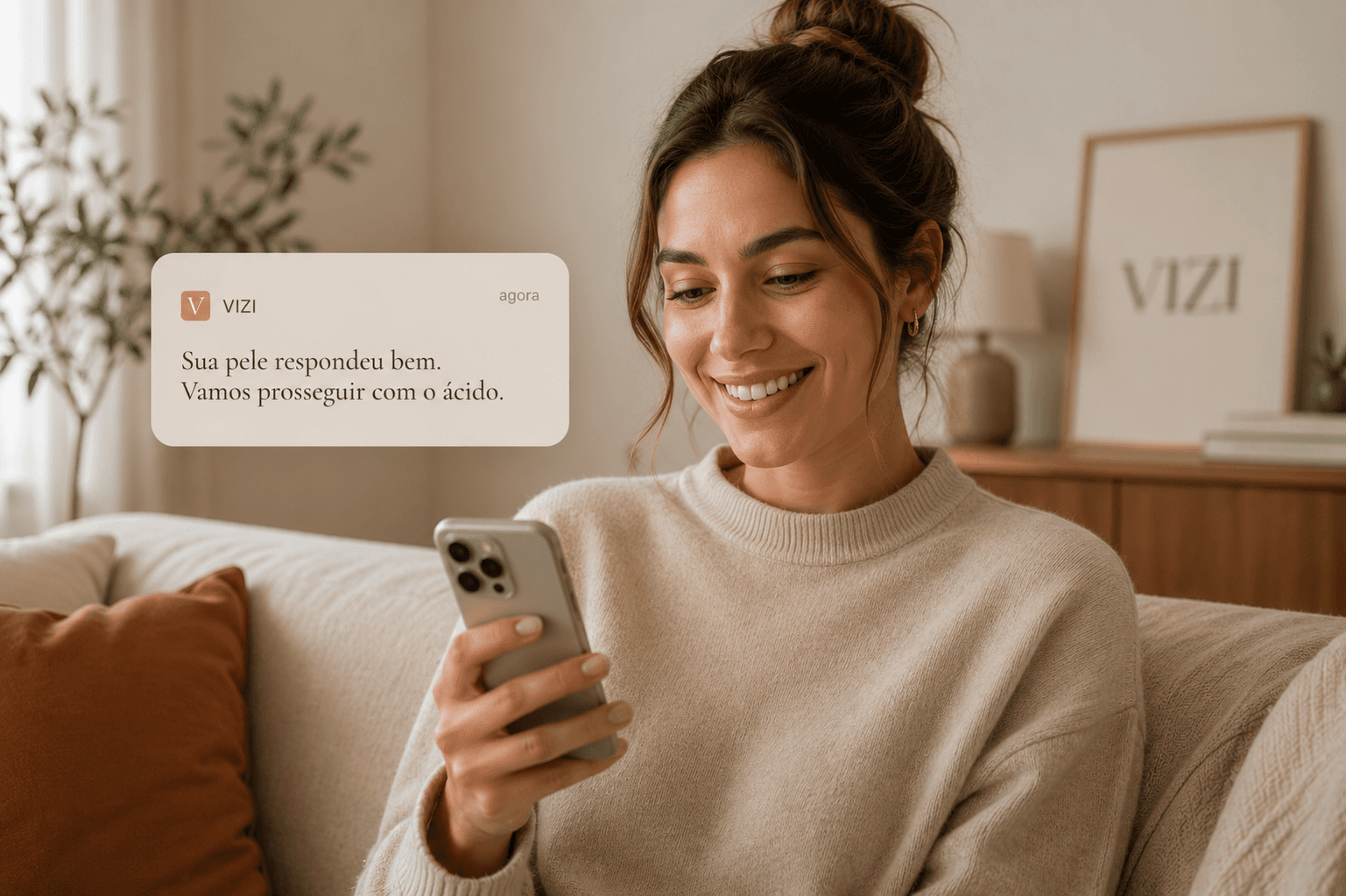 Mensagem do Concierge VIZI sobre evolução da pele